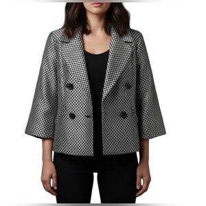Express Design Studio Double Breasted Cropped Boxy Jacket Metallic 6 NWT